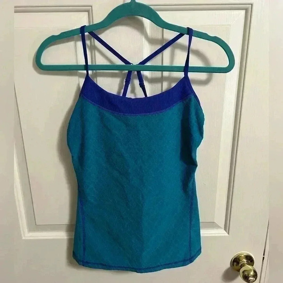 prAna Women’s Strappy Yoga Tank Top Blue Teal Small Active - Picture 1 of 3